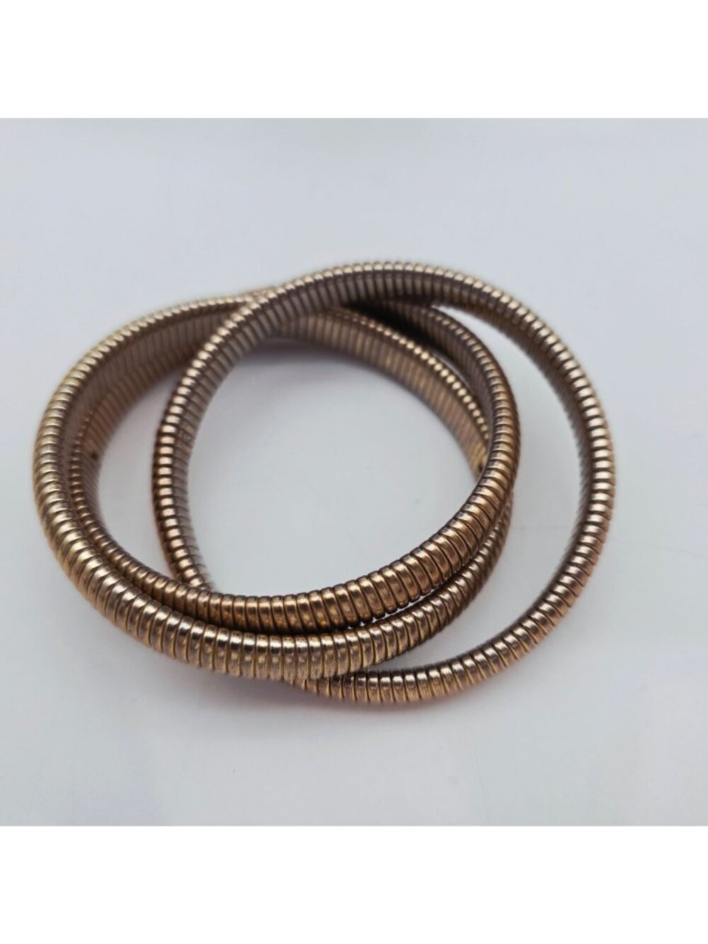 Gold-Tone 3 Coil Wrap Bracelet Retro Style Adjustable Vintage Look - Picture 5 of 6
